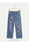 Floral Punch Embroidered Wide-Lette Girls' Jeans [6-12 Year Age Range] - 2