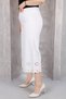 Plus Size Elastic Waist High Waist Lace Embroidered Wide Leg Fabric Women's Capri Pants - 6