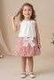 Baby Girl Birthday Party Wedding Dress Double Set Sleeveless Rose Bow Tutu Lined - 4