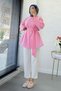 Bronch Detailed Wide Belted Poplin Tunic – Pink - 5