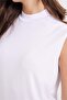 Women's Relax Fit Comfortable Cut Stand Collar Sleeveless Viscose Fabric Mini Length Lycra Sleeveless White Tunic - 5