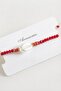 Ilkeshop Pearl Fimo Beads Crystal Macrame Rope Bracelet (222109) - Red - 3