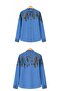 Women's Light Blue Judge Collar Patterned Shirt Arm-25Y001013 - 3