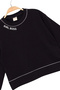 Girl's Contrast Stitched Letter Printed 100% Cotton Black Sweatshirt - Children's Sweatshirt with Decorative Stitching - 3