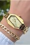 Chain Model-Steel Cord-Women's Wristwatch-Gold Color-2 Years Warranty-Bracelet Gifted Hmj4Fc4 - 4