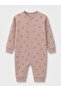 Isyiz Baby Patterned Snap Fastener Long Sleeve Jumpsuit 100% Cotton - 2
