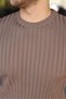 Men's Slim Fit Ribbed Knit T-Shirt - 4