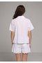 Fashion Fit Shirt Neck Jacquard Women's White Short Sleeve Shirt - 2