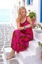 Fuchsia Patterned Strappy Long Dress - 3