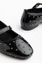 Women's Black Patent Leather Ballerinas with Buckle - 3