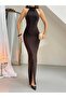 Women's Halter Neckline Drawstring Detailed Bodycon Maxi Dress - 2