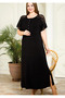 Viscose Fabric Shoulders Ruched Short Sleeve Mother Dress Nightgown Battal 7226