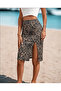 Women's Front Slit Scuba Fabric Midi Length 65 cm Skirt - 5