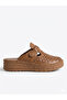 Genuine Leather Taba Velcro Orthopedic Sole Sabo Women's Slippers - 7