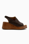 Rozelin Genuine Leather Brown Elastic Wedge Heeled Women's Sandals - 2