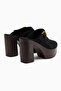 Annela Black Suede Platform Heeled Women's Slippers - 5