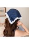 Navy Blue Polka Dot Korean Style Ruffled Triangle Crown Bandana Hair Band Summer Hat Vintage Bohemian