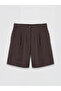 Brown Modal Blend Pleated Women's Shorts - 3