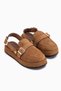 Gity Brown Suede Double Buckle Women's Slingback Loafer Shoes - 2