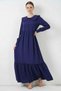 Women's Bebe Collar Viscose Navy Blue Hijab Dress - 5