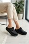 Women's High Sole Black Daily Sabo Slippers