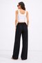 Women's Black 100% Cotton Muslin Woven Relaxed Straight Pants - 4