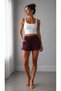 Women's Burgundy Shorts Modal Fabric Soft Textured Stretchy Lycra Lace-Up Double Pocket Shorts - 2