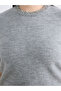 Gray Plus Size Crew Neck Women's Knit Sweater with Stones - 3