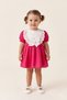 Fuchsia Short Sleeve Scallop Detailed Bowknot Baby Girl Dress - Rosa