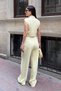 Women's Double Zipper Crop Vest Wide Leg Pants Bottom Top Sports Set - 8