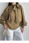 Women's Tulle Modal Fabric Scarf Detailed Raglan Sleeve Blouse 261001 - 5
