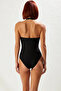 Women's Swimsuit Square Neck Sleeveless Gathered Without Underwire Hipster Cut Plain Pattern Knitted Fabric Summer Wear - 5