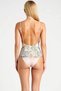 Women's Swimsuit V-Neck Backless Strappy Tropical Pattern Regular Fit Knitted Fabric Summer Beachwear - 5