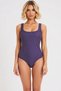 Women's Plus Size Swimsuit Round Neck Sleeveless Polka Dot Pattern Knitted Fabric One Piece Unassisted Cap - 3