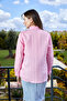 Pink Patch Textured Women's Shirt Classic Cut Long Sleeve Shirt - - 4