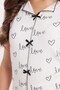 Women's standard fit regular cut ribbed look bow detailed short sleeve printed white pajama set - 6