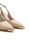 Flop Beige Patent Leather Women's Heeled Shoes with Gold Buckle Detail on the Front - 2