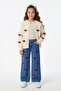 Beige Embroidered Knitted Sweater, Badili Girl's Pants, 3-Piece Set 24138 - 2