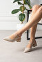 Lisse Women's Heeled Shoes with Back Strap and Buckle, Thick Heeled Leather - 2