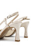 Women's Faux Leather Beige Heeled Shoes - 6