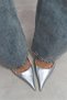 Gloria Silver Patent Leather Belt Detail Pointed Toe Women's Heeled Shoes