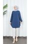 Stone Detailed Sleeve Tunic Indigo Hnt7518 - 4