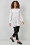Women's Baby Collar Long Sleeve Viscose White Tunic - 3