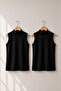 Set of 2 Women's Black and White Half Turtleneck Zero Sleeve Bodysuit Lycra Flexible Elastane Undershirt Underwear Tunic Badi