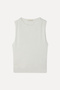 Women's Off-White Fitted Crew Neck Sleeveless Blouse with Back Detail