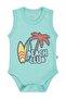 Palm Tree Printed Set of 2 3-18 Months Snap Fastener Bodysuits - Coral-Mint - 4