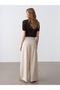 72701 Wide Leg Trousers with Pen Detail - Beige - 3