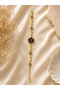 Gold Women's Bracelet with Purple Flower Detail |   Elegant Stone-Studded Stylish Design - 2