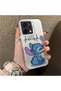 Oppo Reno 14F Compatible Stitch Couple Pattern Case Hard Acrylic Back Silicone Edge Lens Protection - 2