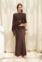 Praiano Asymmetric Brown Crop Skirt Set - 2